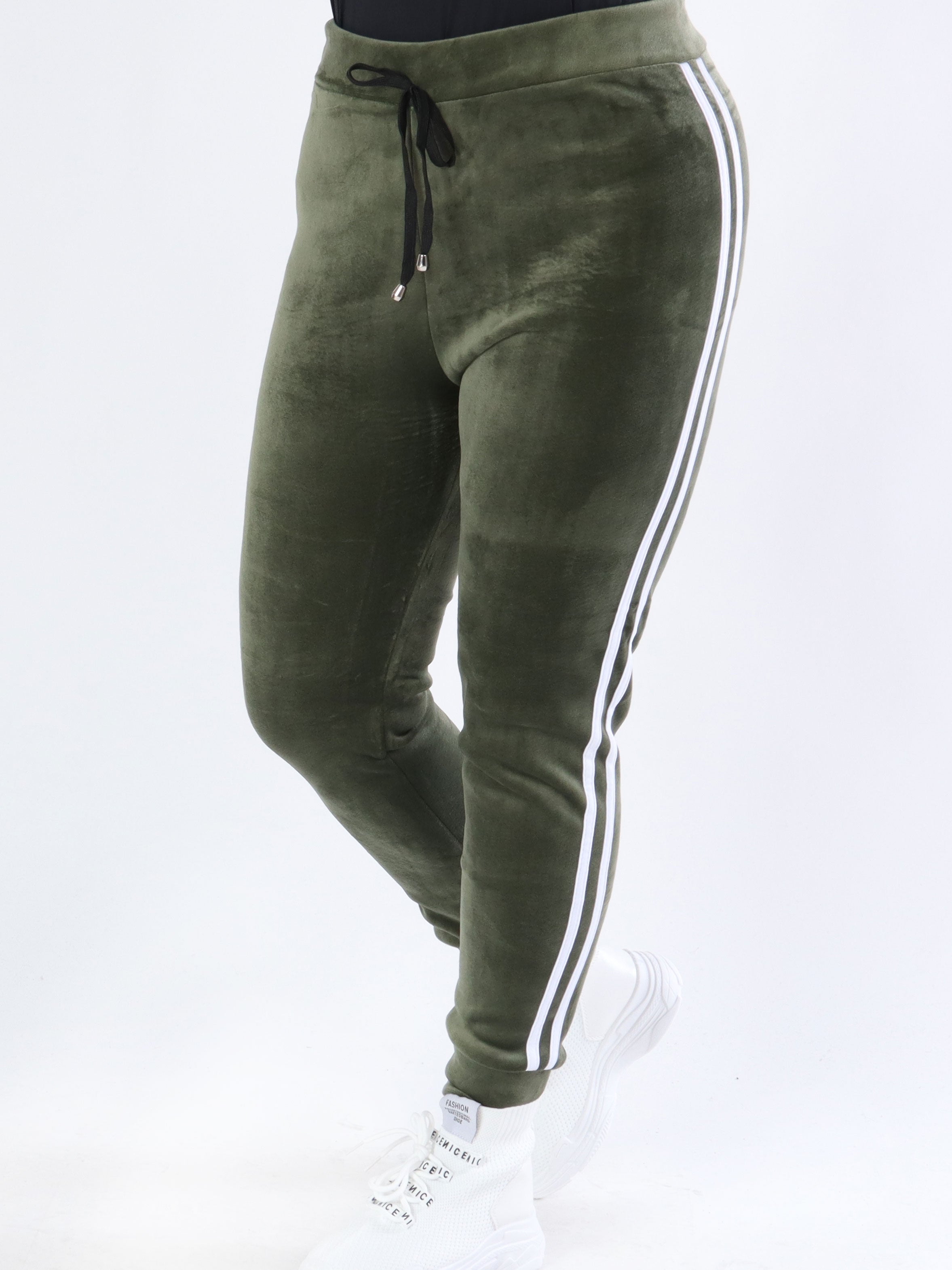 Achilla - Velour joggingbukser med hvide striber